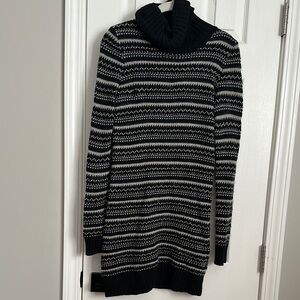 Theory:: Striped Black and White Turtleneck Sweaterdress